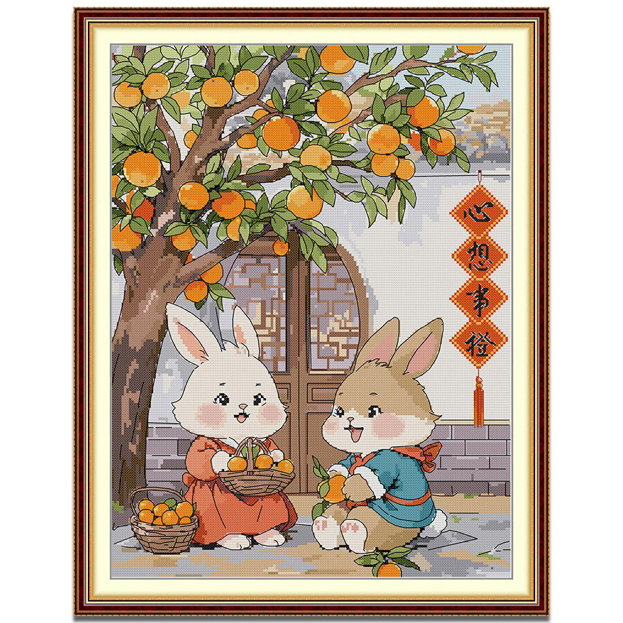 ปักครอสติส กระต่าย สไตล์จีน ปักครอสติช 14/11CT