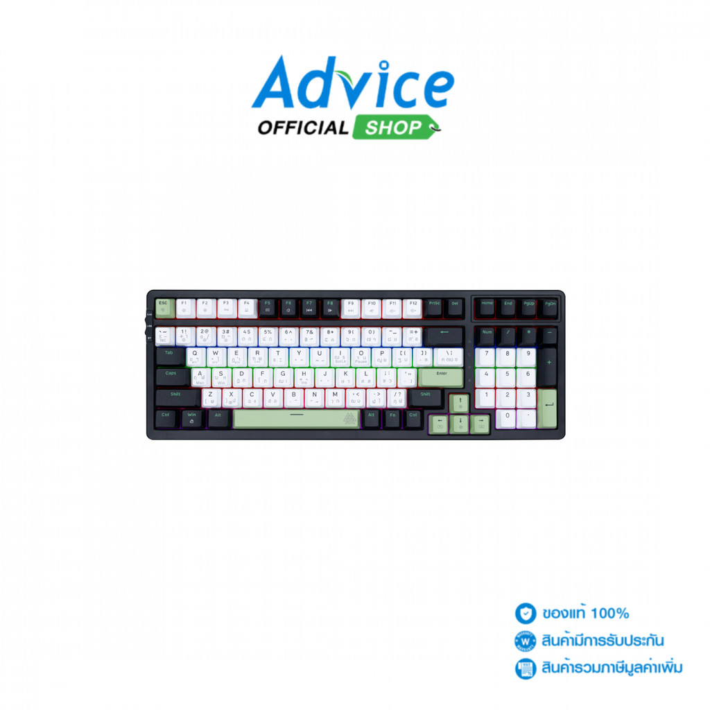 EGA KEYBOARD (คีย์บอร์ด) WIRELESS CMK9 BLACK/GREEN (RED SWITCH/BLUETOOTH) - A0173006
