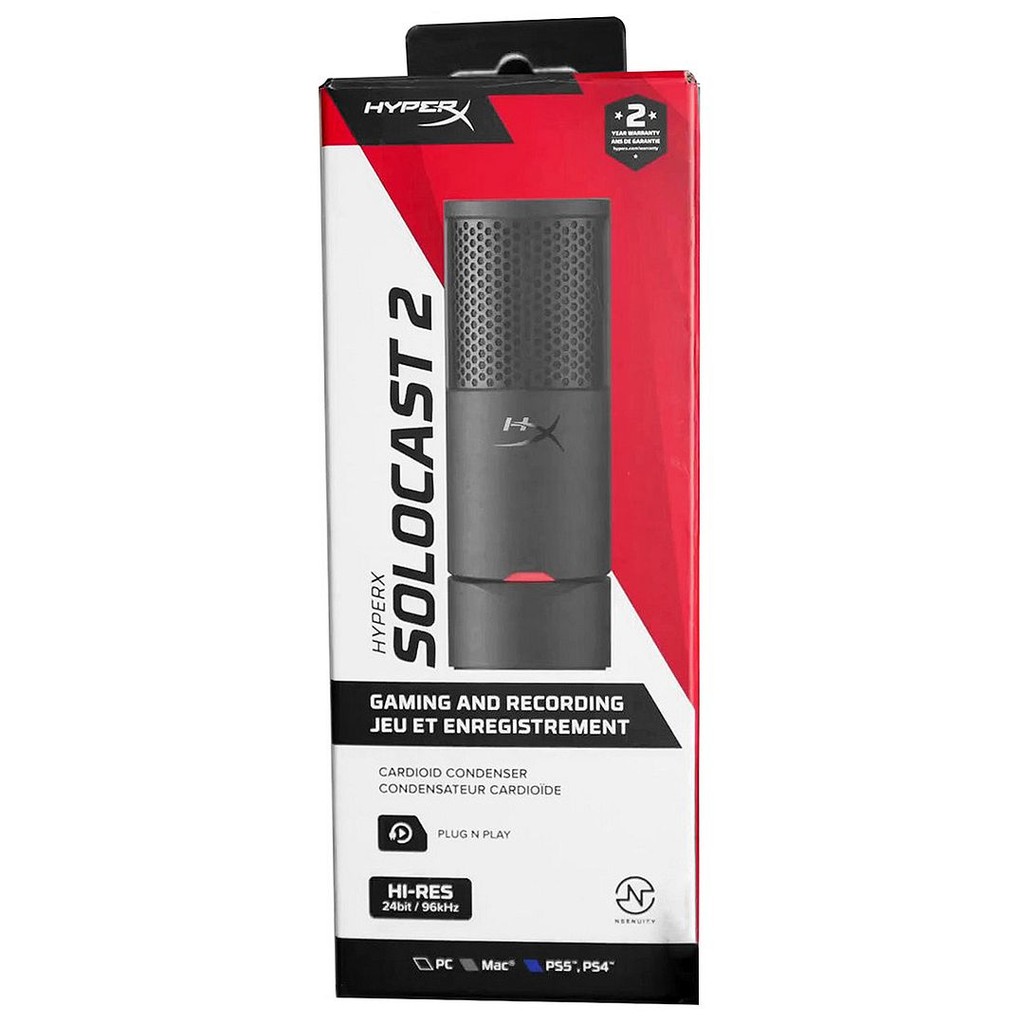 HyperX SoloCast 2 USB Microphone (Black) for PC / Mac / PS5 / PS4, AR0A0AA