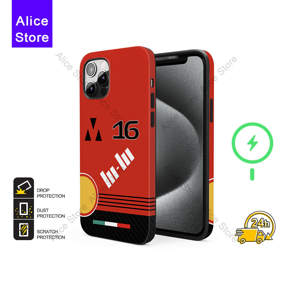 F1 16 Leclerc เคสโทรศัพท์สําหรับ iPhone 17 Pro Max / iPhone 16 Pro Max / 15 / 14 / 13 เคสป้องกัน F18
