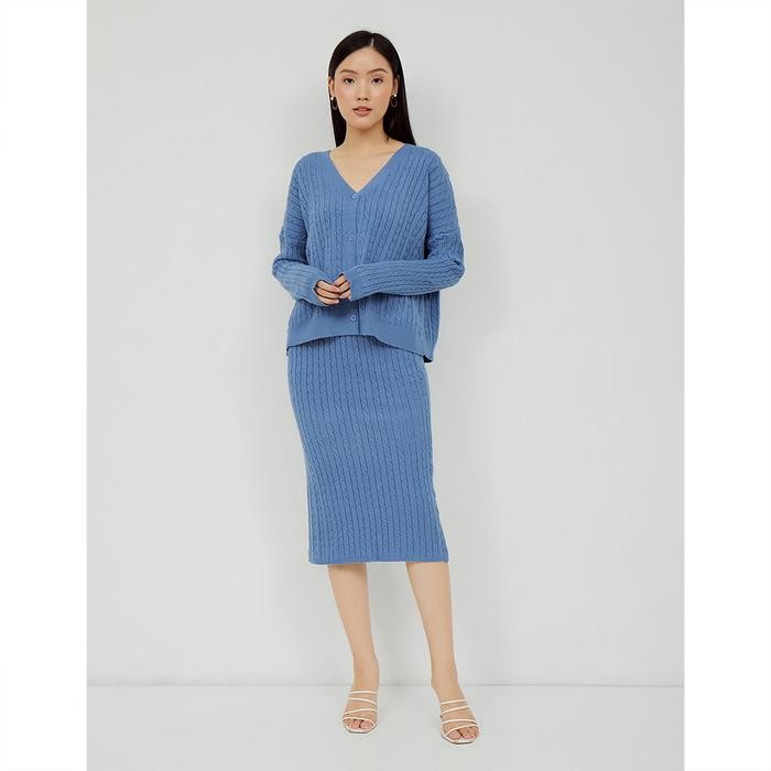 Choice - Yebin Knit Set สีฟ้า / ครีม