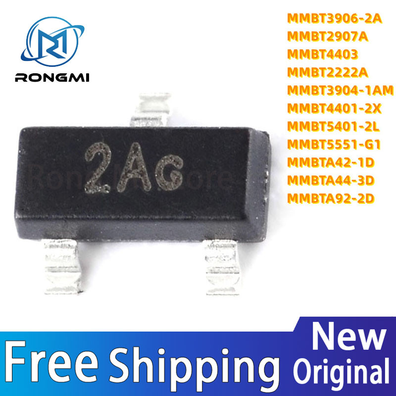 100PCS MMBT2222A MMBT2907A MMBT3904 MMBT3906 MMBT4401 MMBT4403 MMBT5401 MMBT5551 MMBTA42 MMBTA44 MMB