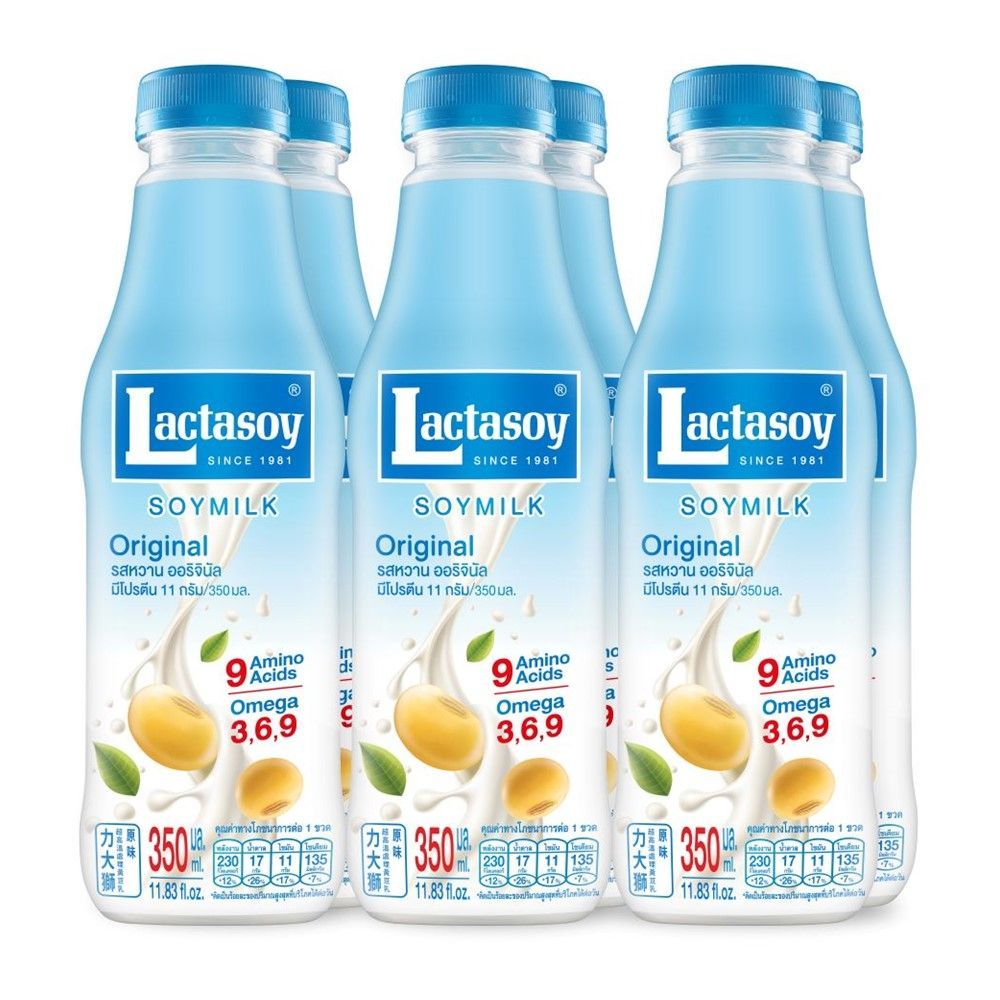 [สินค้าส่งด่วน]แลคตาซอย นมถั่วเหลืองยูเอชที พร้อมพ์ รสหวาน 350 มล. แพ็ค 6