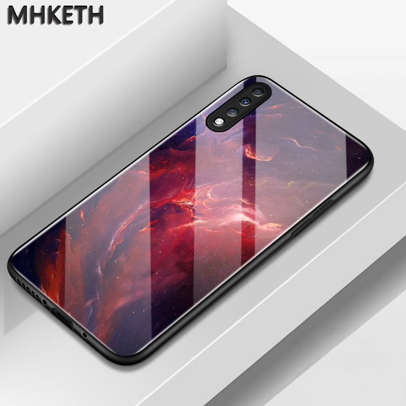 เคสสำหรับ Samsung A70 A70s A80 เคสโทรศัพท์กันตกทำจากแก้วพราวฝาหลัง