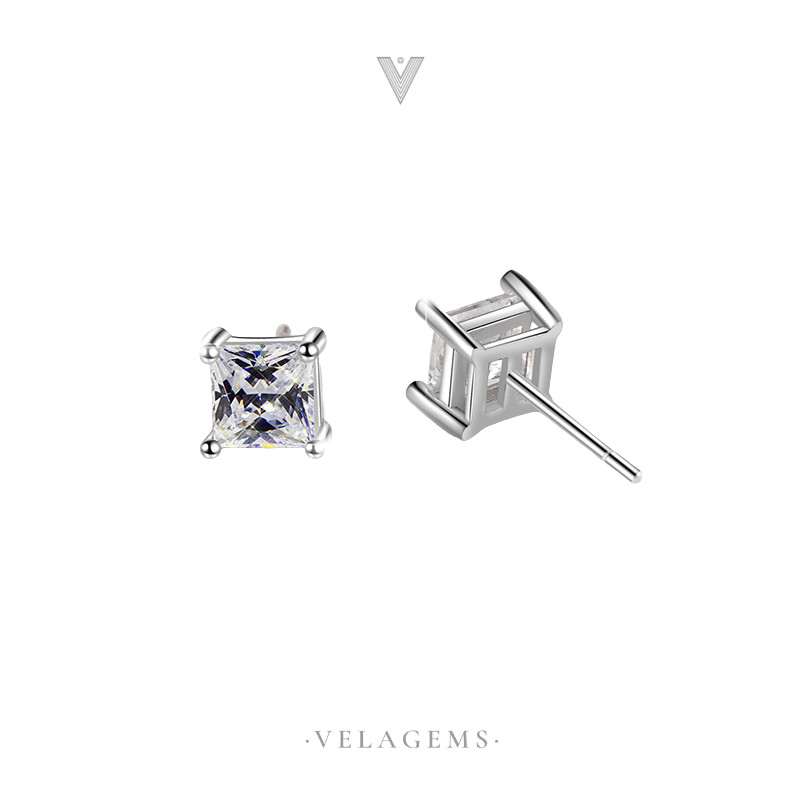 VELAGEMS حلق مويسانيت مربّع فضة 92.5 (1 / 2 قيراط) — صورة 4