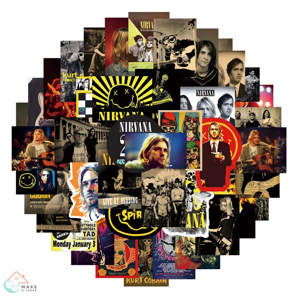 เซ็ตสติกเกอร์ร็อกวินเทจ 50 ชิ้น ลายโปสเตอร์เพลง กันน้ำ ติดกระเป๋าเดินทาง สเก็ตบอร์ด กีตาร์ สมุดโน้ต สำหรับสายดนตรี