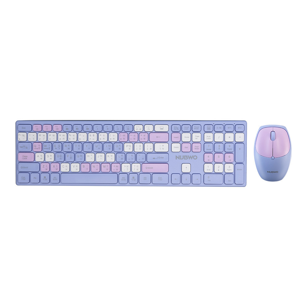 WIRELESS KEYBOARD & MOUSE (คีย์บอร์ดและเมาส์ไร้สาย) NUBWO NKM631 - PURPLE []