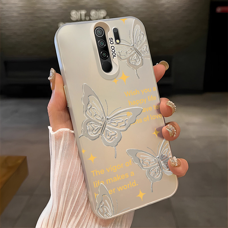 เคสสำหรับ Xiaomi Redmi 9 Prime 9A 9T 9C NFC 10A POCO C3 C33 M2 เคสโทรศัพท์ผีเสื้อรูปหัวใจป้องกันการตกกันกระแทก