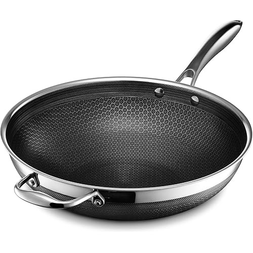 [Direct from JP] HexClad Hybrid Nonstick Wok (30cm) [Nonstick Coating] Induction/Oven/Dishwasher Saf