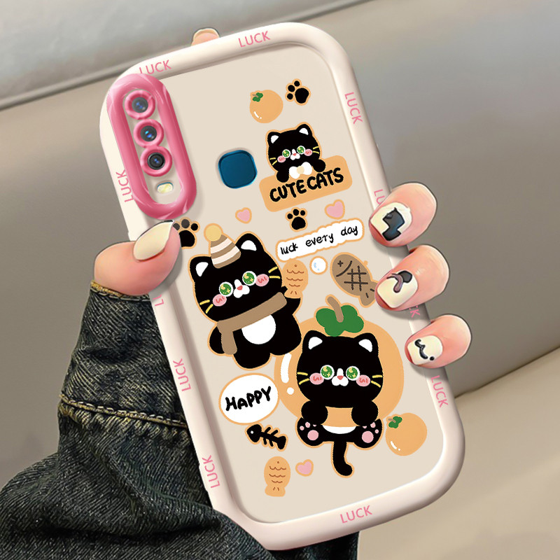 เคสสำหรับ VIVO Y12 Y15 Y17 Y11 2019 Y12i Y3 Y3s 2020 เคสโทรศัพท์แมวที่น่ารักซิลิโคนกันกระแทก