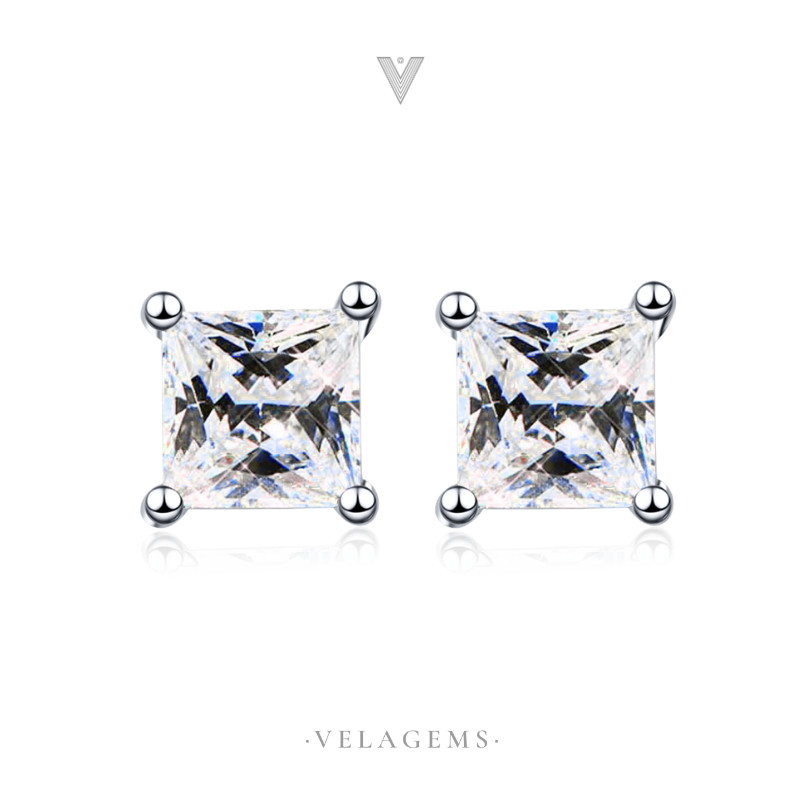 VELAGEMS حلق مويسانيت مربّع فضة 92.5 (1 / 2 قيراط) — صورة 3