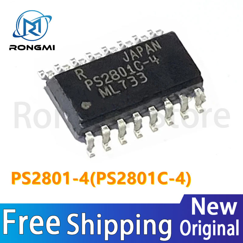 ในสต็อกขายส่ง 10-100 ชิ้น PS2801-4 PS2801C-4 SOP-16 ทรานซิสเตอร์สี่ช่อง optocoupler