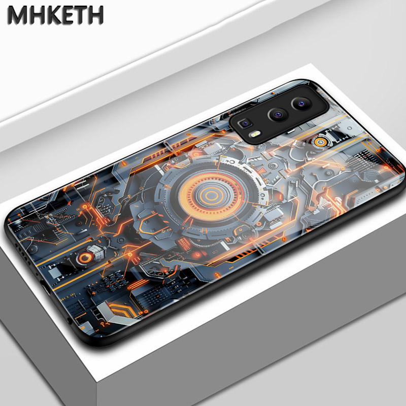 เคสสำหรับ VIVO Y72 5G Y52 5G Y75s 5G Y53s 5G Y76 5G เคสโทรศัพท์ฝาครอบด้านหลังกันกระแทกแก้วเมชาที่ทันสมัย – โปรปัง
