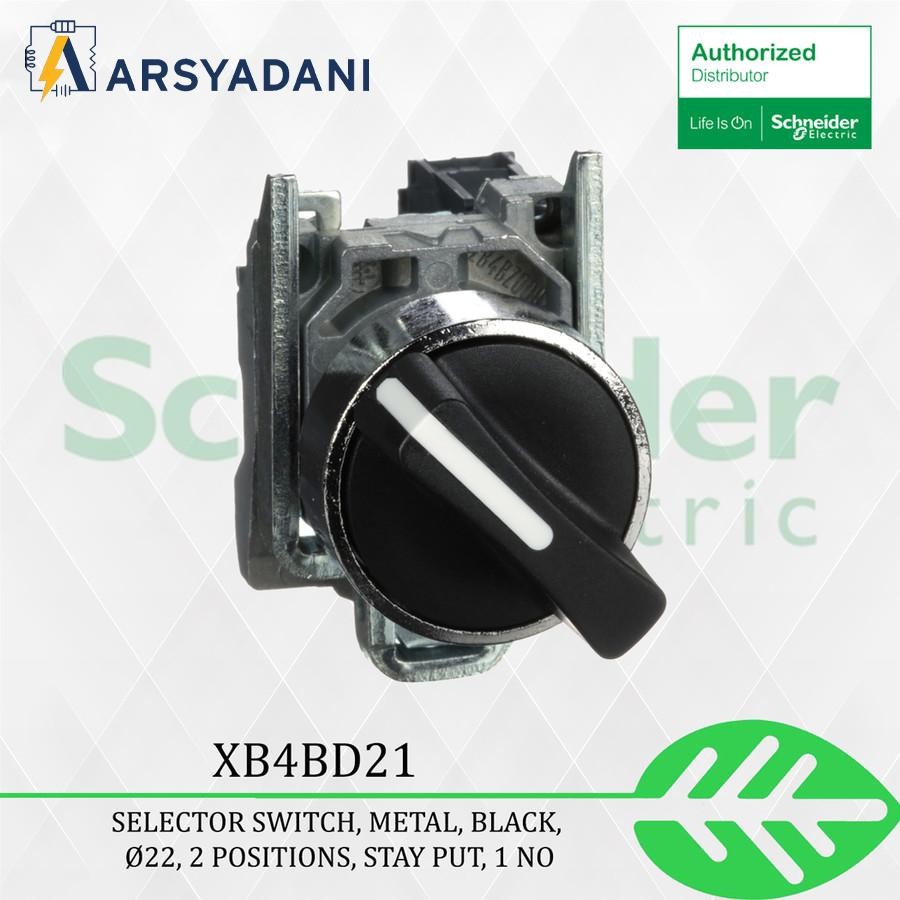SCHNEIDER - XB4BD21 - สวิตช์เลือกโลหะ สีดํา Ø22 2 ตําแหน่ง 1NO
