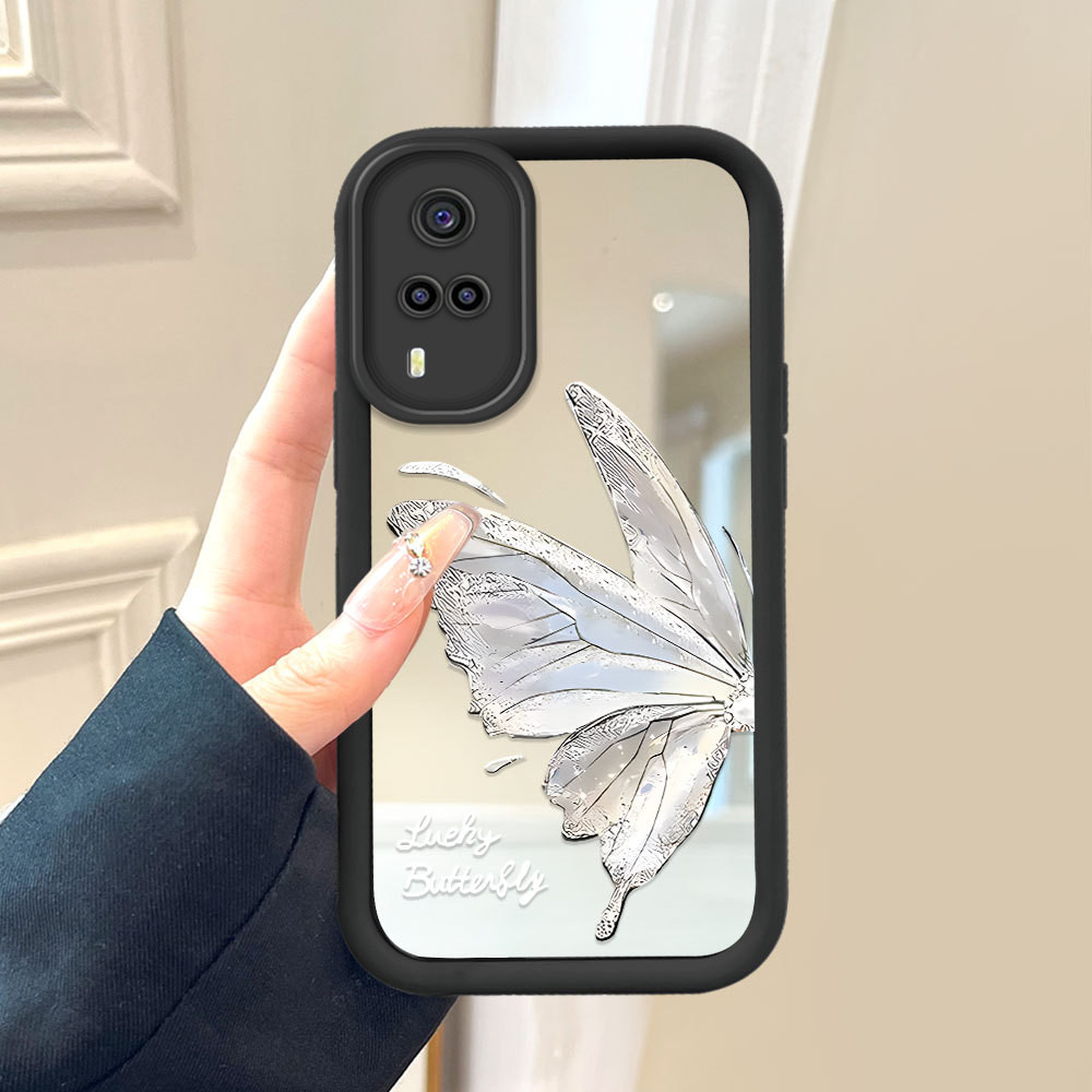 VIVO Y31 Y51 Y51A Y53S 2020 2021 4Gสําหรับกระจกปลอกนุ่มน่ารักSoftcaseการ์ตูนFull Hpผีเสื้อKesing Cas