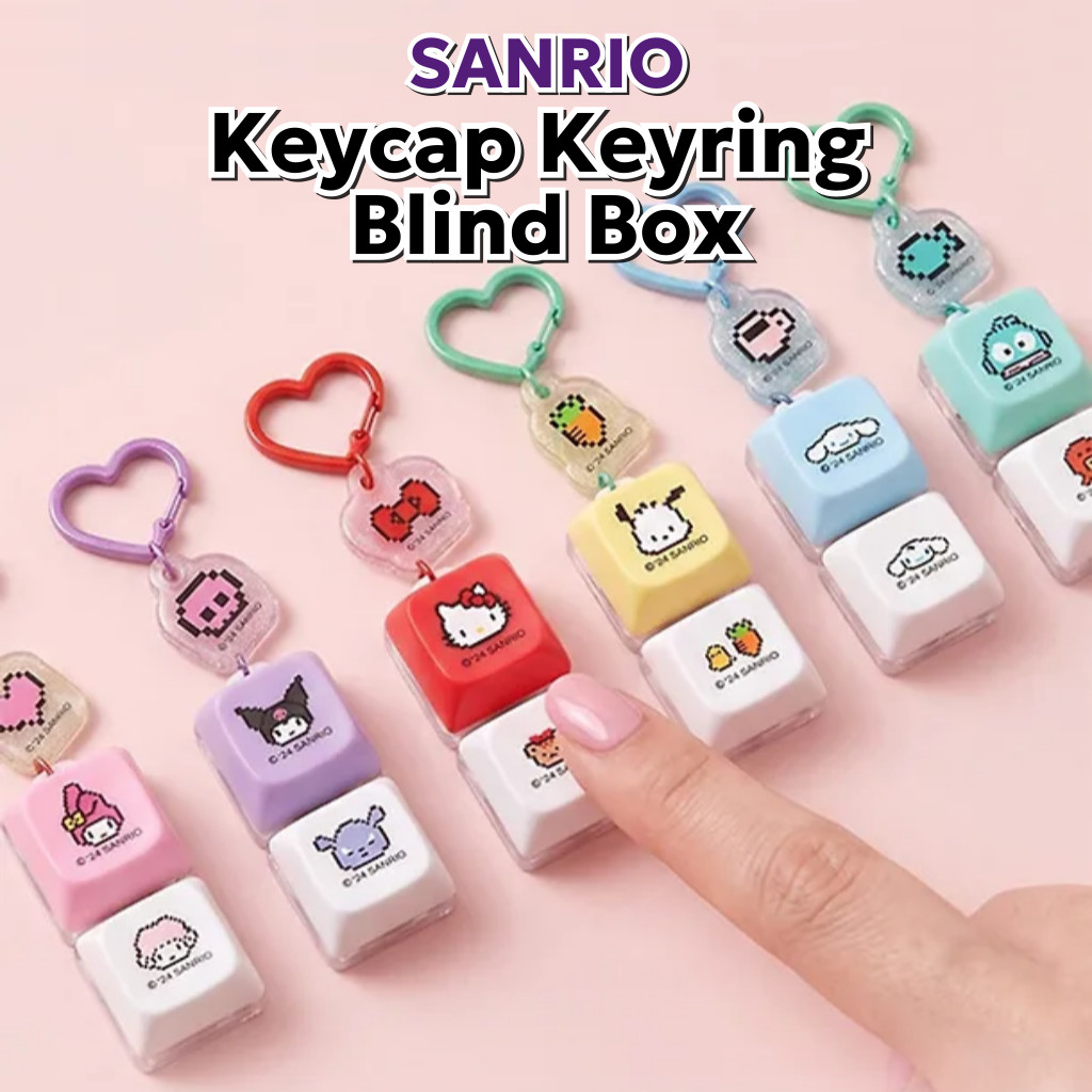 [Sanrio] พวงกุญแจปุ่มกด LED Click Mini Light-Up Charm | กล่องตาบอด Clicky Fidget Toy | พวงกุญแจปุ่มกดสะสม