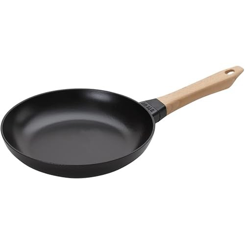 [Direct from JP] Staub Frying Pan with Wood Handle, 24cm, NUEVA SARTEN MANGO DE MADERA redonda, Enam