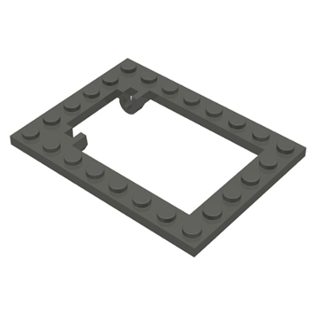 Brick2cube Part - Plate, Modified 6 x 8 Trap Door Frame Horizontal - 30041