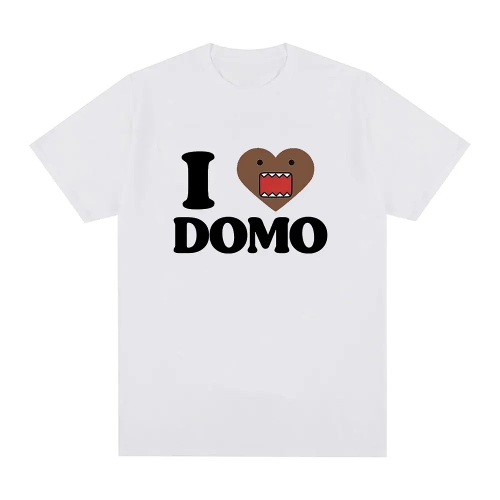 I Love Domo Kun Fun เสื้อยืดสำหรับผู้หญิง แขนสั้น สไตล์เรโทร ไซส์ XS-3XL