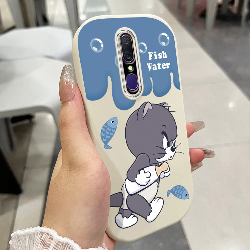 เคสสำหรับ OPPO F11 F11 Pro A9 2019 A9X เคสโทรศัพท์แมวที่น่ารักและหนูกันกระแทกกลมและอ้วน