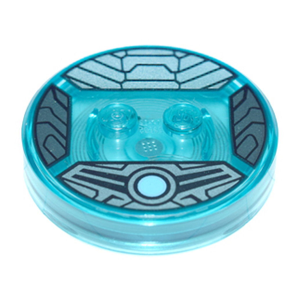 Brick2cube Part - Dimensions Toy Tag 4 x 4 x 2/3 with 2 Studs and Trans-Light Blue Bottom with Mediu