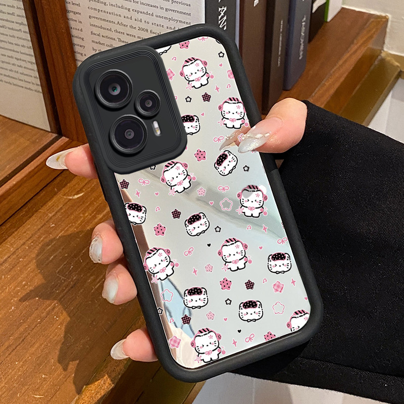 Xiaomi 14 14T 14T Pro 5G POCO F6 F5 กรณีดอกไม้ขนาดเล็กกรณี HP รูปแบบกระจกกรณี Cesing ซิลิโคน Softcas