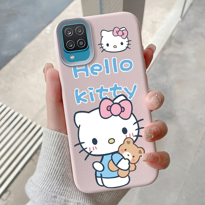 MERAH เคสโทรศัพท์สําหรับ Samsung A12 4G A12 5G M 12 F12 กรณี TPU หนัง HP Softcase ซิลิโคนเคสโทรศัพท์