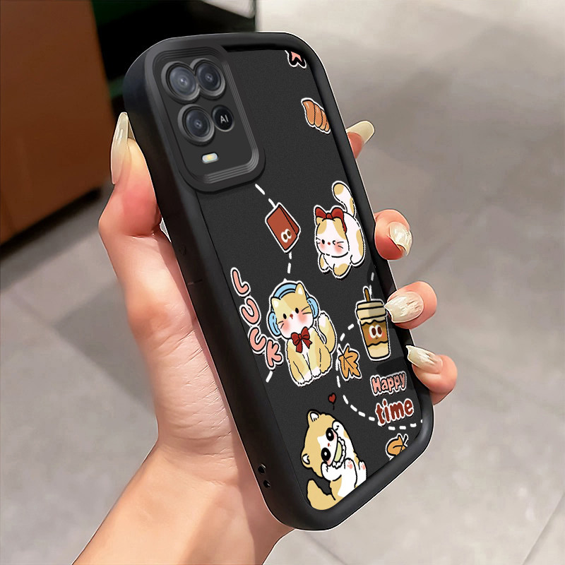 HP เคสโทรศัพท์สําหรับ OPPO A54 กรณี Cafe Cat การ์ตูนหวาน Softcase ซิลิโคนเคสโทรศัพท์เคสโทรศัพท์