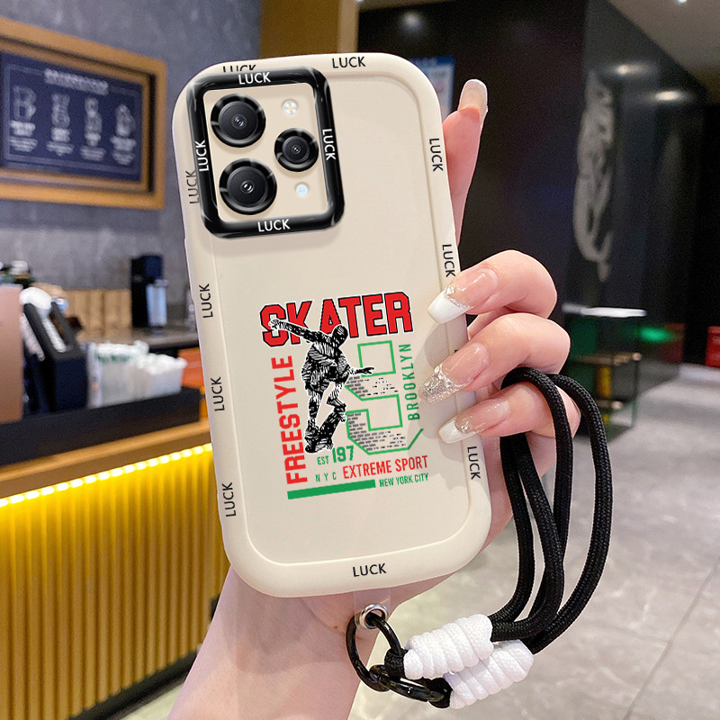 เคสสำหรับ Xiaomi Redmi 12 5G 12C 11A Note 12R 5G POCO M6 Pro 5G C55 เคสโทรศัพท์ฟรีสไตล์สายคล้องซิลิโ
