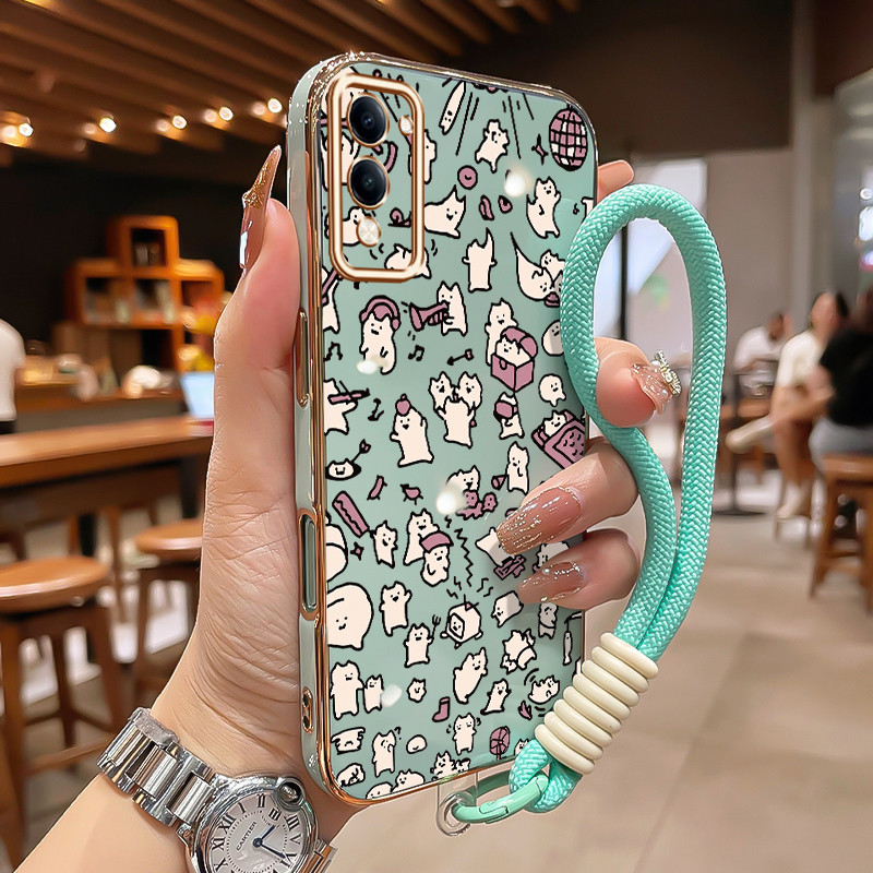 GANTUNGAN HP สําหรับ VIVO Y04 Y29s 5G Y19 5G T4 Lite 5G กรณี Emoji Cat ยอดนิยมซิลิโคนกรณี Cesing Gol