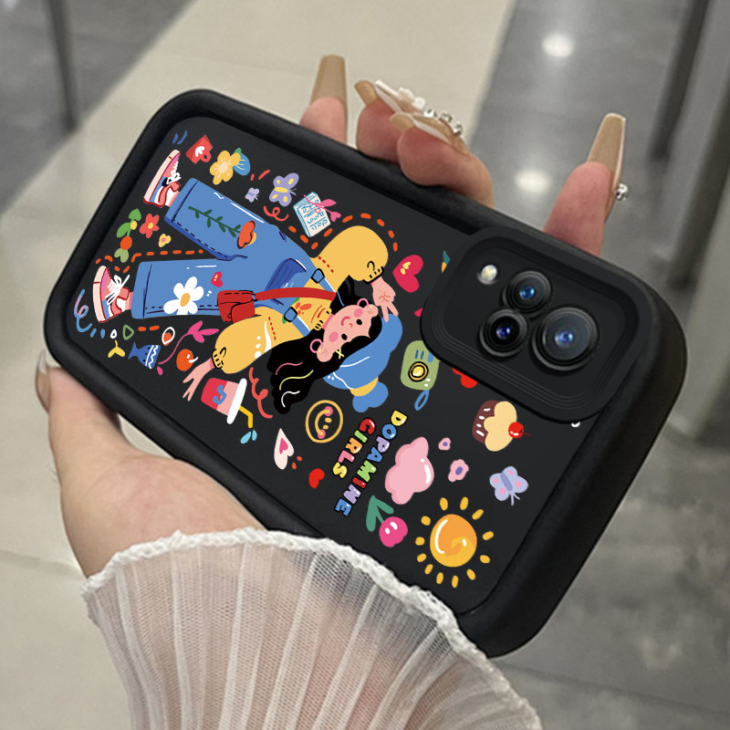 เคสสำหรับ VIVO V21 4G V21 5G เคสโทรศัพท์สาวนําโชคสามสีซิลิโคนกันกระแทก