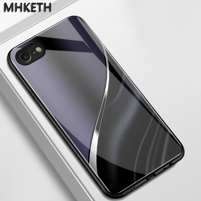 เคสสำหรับ iPhone 6 Plus 6s Plus 7 Plus 8 Plus X Xs Max Xr เคสโทรศัพท์ปิดหลังกระจกระดับไฮเอนด์ที่ได้รับการออกแบบขั้นต่ำ