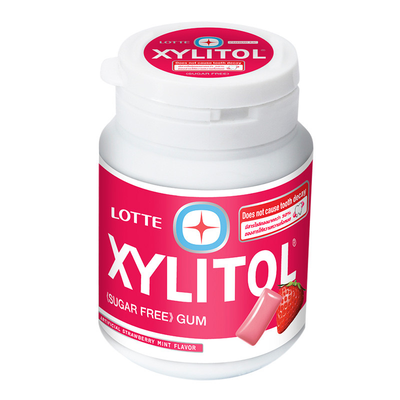 LOTTE ลอตเต้ไซลิทอลสตรอเบอรร์รี่มินท์ 58กรัม [8852008000986]