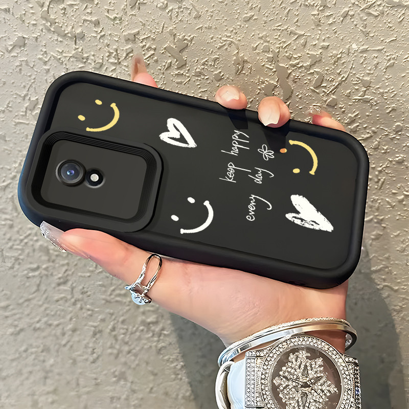 HP เคสโทรศัพท์สําหรับ VIVO Y02 VIVO Y02A VIVO Y02T กรณี Love Smiley Face Liquid Feel Cover Softcase 