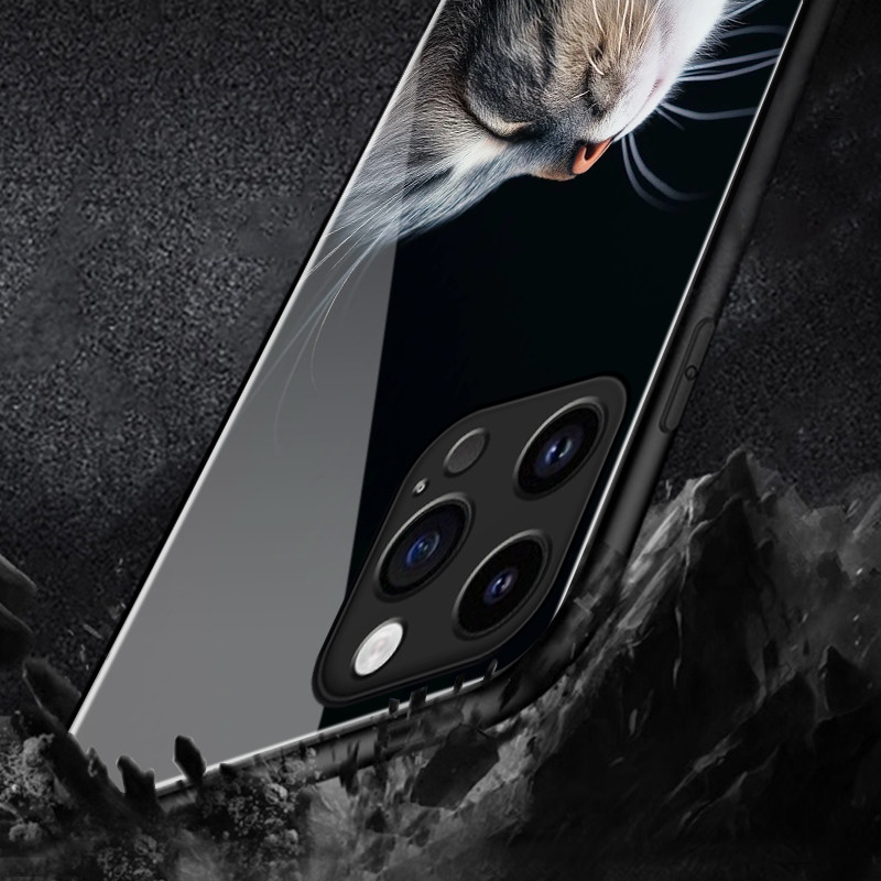 เคสสำหรับ OPPO A79 5G A2 5G เคสโทรศัพท์แก้วเรียบหูฟังลายแมวน่ารัก - รูปที่ 3