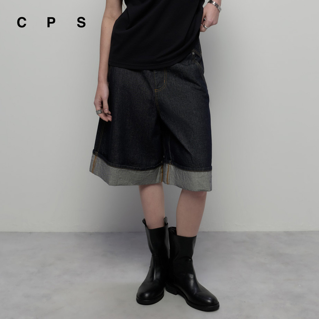CPS กางเกงยีนส์ขาสั้นดีไซน์พับทบปลายขา ผู้หญิง CUFFED JEANS SHORTS รุ่น C26SGWE038 (AW26#CO)