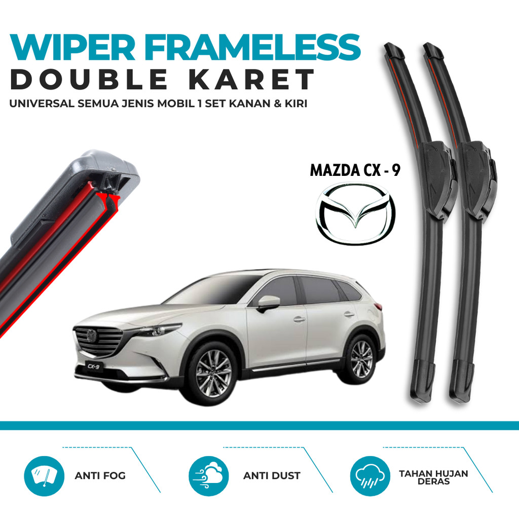 Mazda Cx-9 Dual Rubber Banana Model Car Wiper หนึ่งคู่ซ้ายขวาทําความสะอาด Glass Perfect