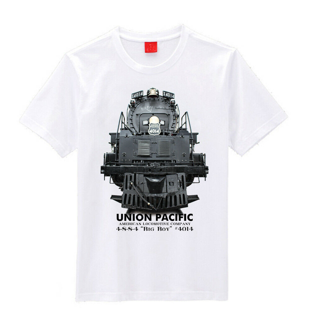 ตลก Big Boy Union Pacific 4014 หัวบนรถไฟเสื้อยืดผู้ชายผ้าฝ้าย Tees Streetwear