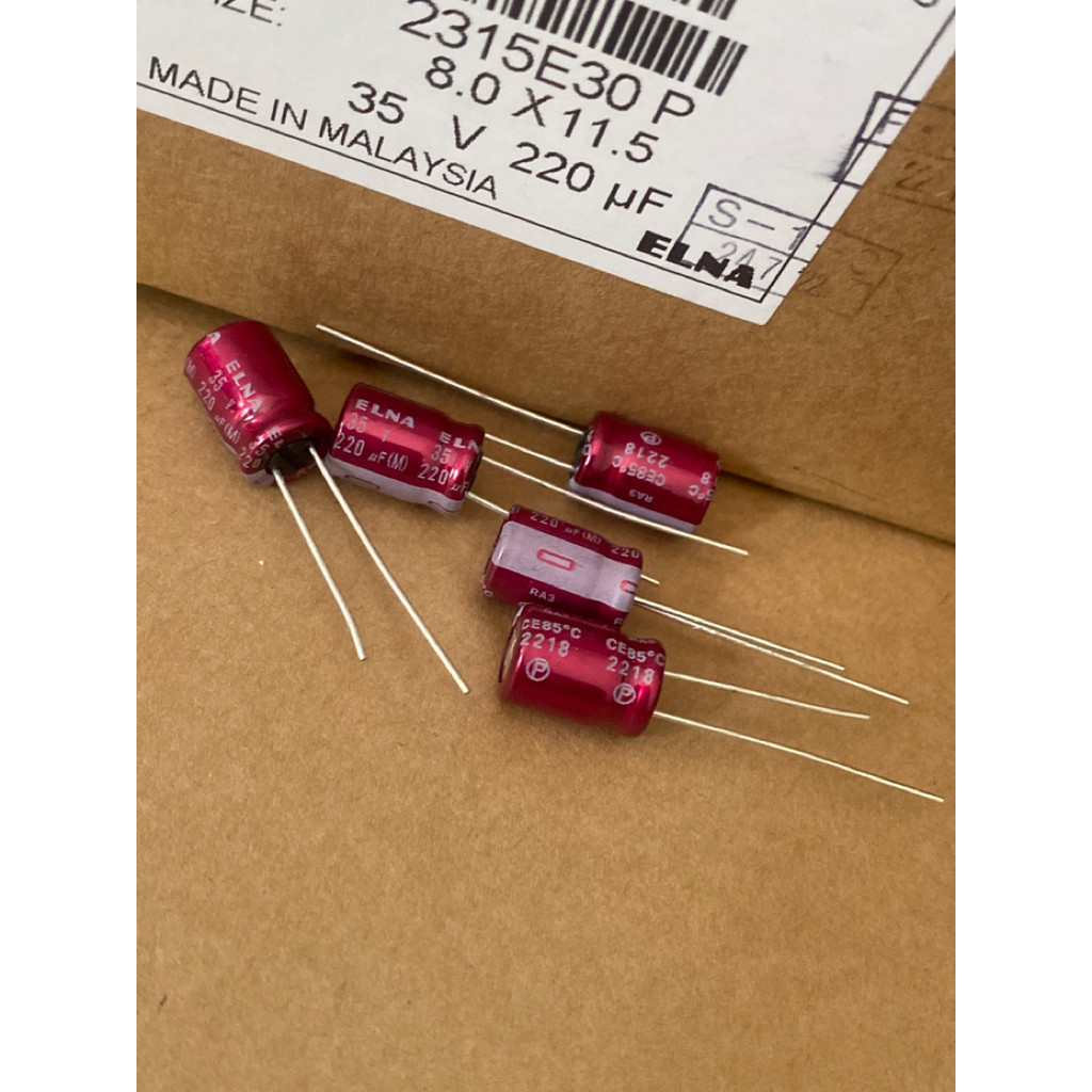 3PCS 220UF 35V ญี่ปุ่น ELNA ELNA ตัวเก็บประจุเสียง 35V220UF 8 * 12 RA3 Fuchsia Robe
