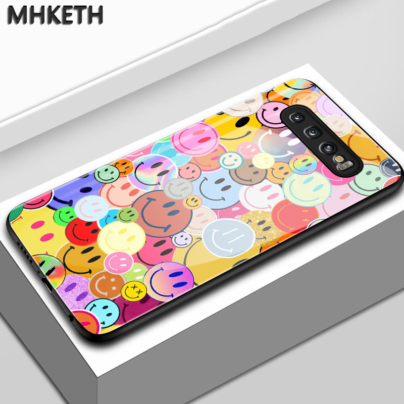 เคสสำหรับ Samsung S10 4G S10 Plus S10 Lite S20 FE S20 Pro S20 Ultra เคสโทรศัพท์แก้วรูปแบบใบหน้ายิ้มแบบส่วนบุคคล
