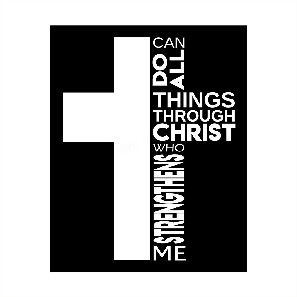 ฉันสามารถทําทุกสิ่งที่ผ่าน Christ Who เสริมสร้าง Me-bible Verse Cross Wall Art Scripture Wall Print-