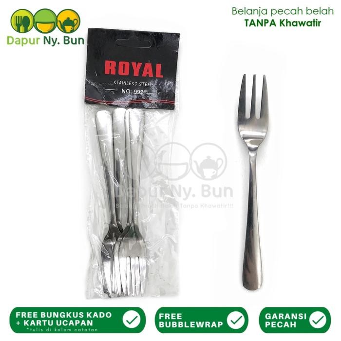 เอฟซีอาร์0 ส้อมเค้กสแตนเลสขนาดเล็ก 6 ชิ้น / ส้อมขนมรอยัล 992