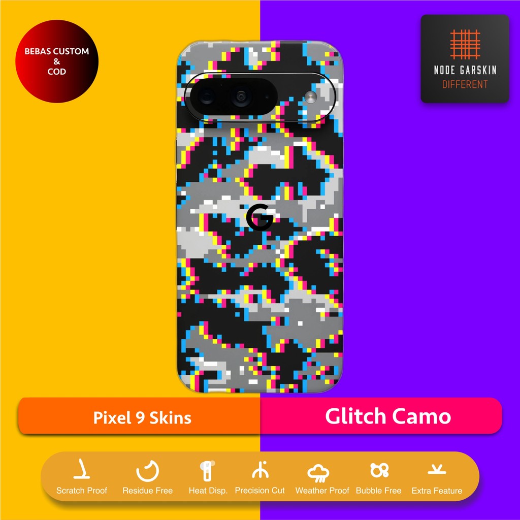 Garskin Skin Pixel 9 Glitch Camo Fullbody / Backly | Anti-scratch | เคส | ไวนิลไวนิล