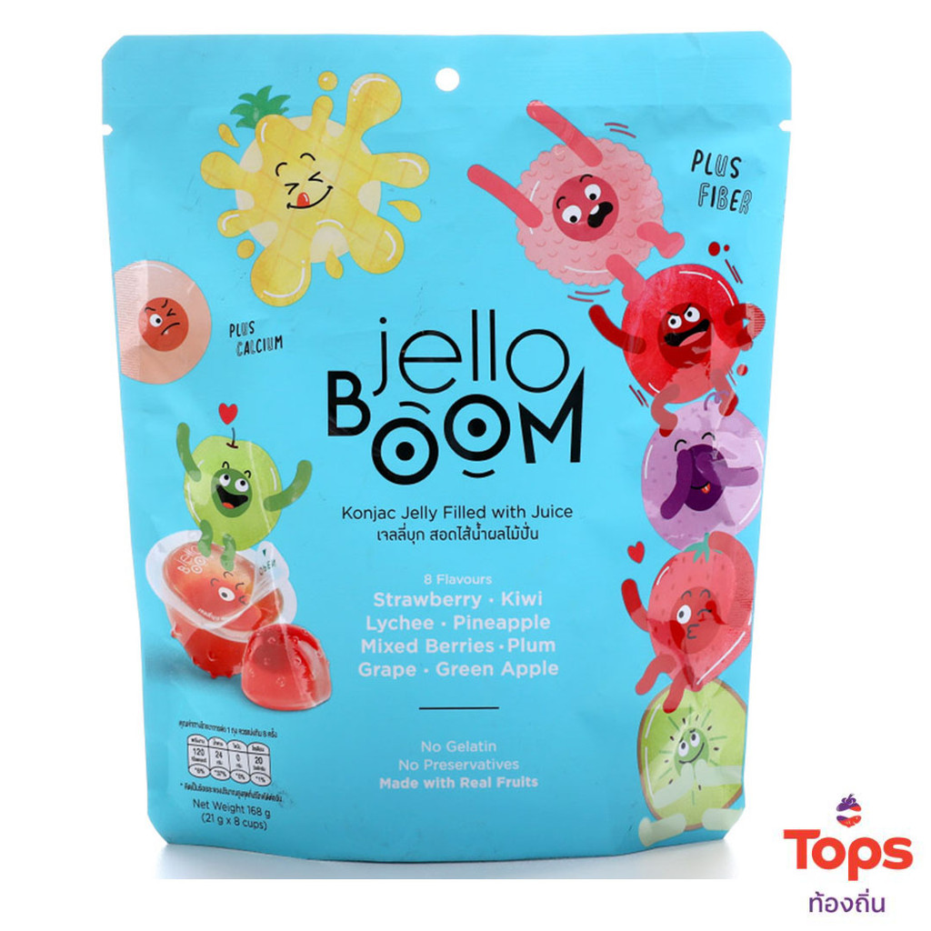 JELLO BOOM เจลโลบูมเจลลี่บุกสอดไส้น้ำผลไม้ปั่น 168กรัม [8857127306018]