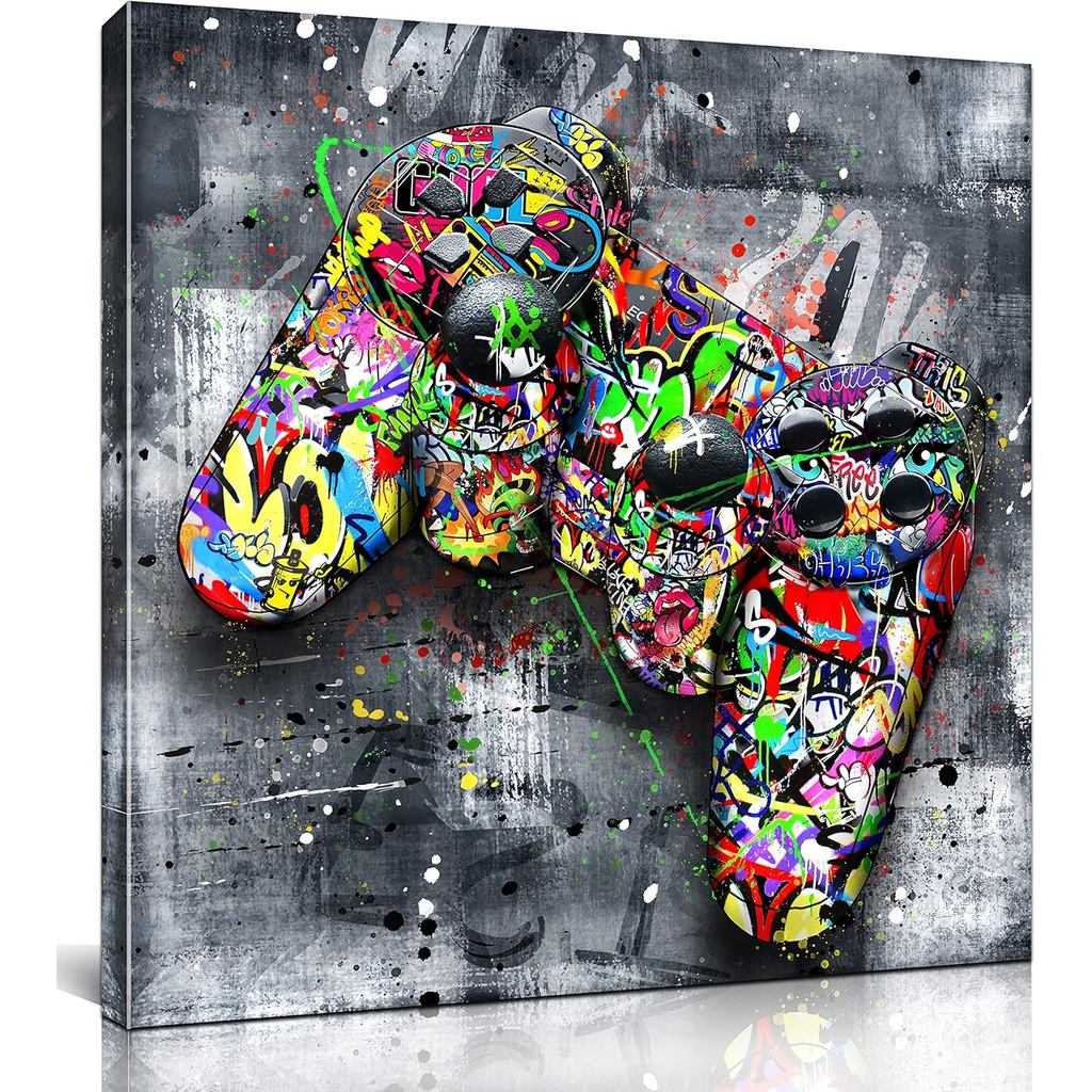 JKWALL77 Graffiti Canvas Wall-Art สําหรับห้องนอน-Gaming Art สําหรับวัยรุ่นเด็ก-บทคัดย่อภาพวาด Pop Ar