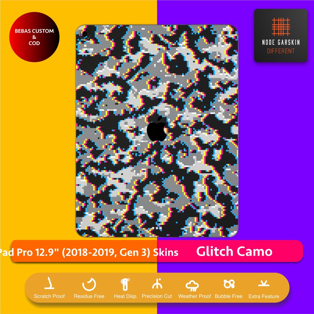 Garskin Skin iPad Pro 12.9 2018-2019 Gen 3 Glitch Camo Fullbody / Backonly | Anti-scratch | เคส | ไว