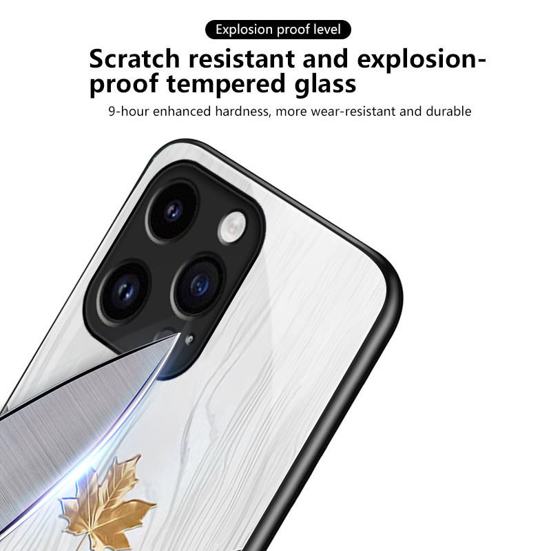 เคสสำหรับ OPPO Reno 5 5G Reno 5G 5G Find X3 Lite เคสโทรศัพท์ใบเมเปิ้ลนำโชคเปลือกแก้วกันกระแทก - รูปที่ 5