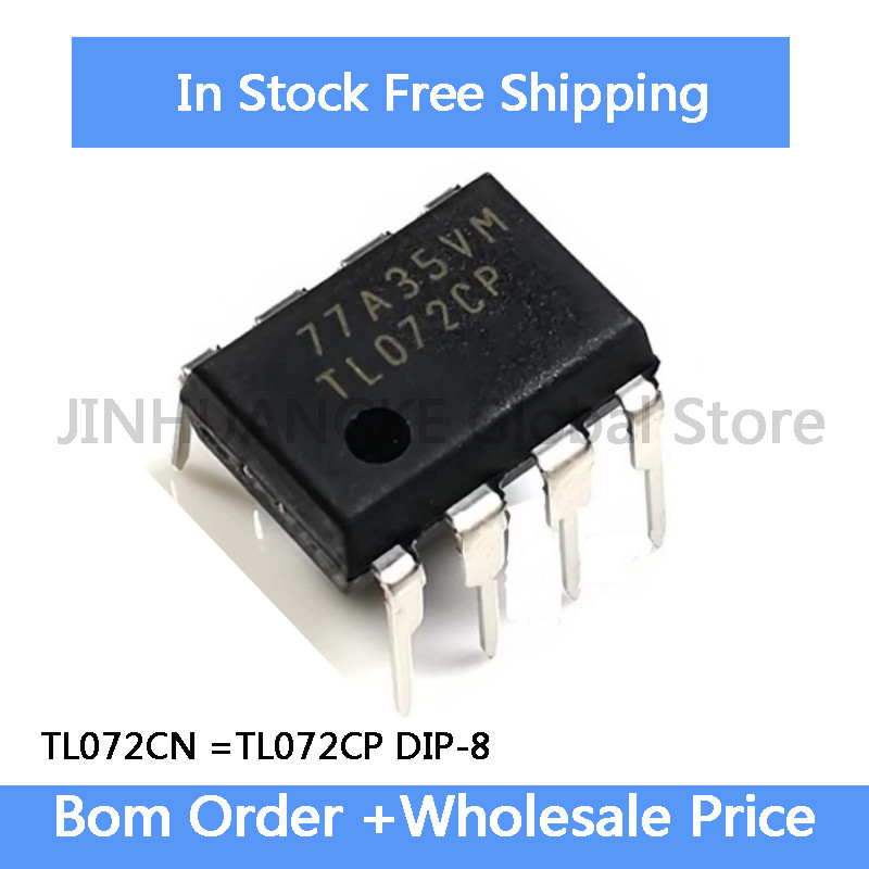 10 ชิ้น TL072CN TL072 TL072C TL072CP DIP-8 = NJM072D 072D เครื่องขยายเสียง - Op Amps Dual Low Noise 