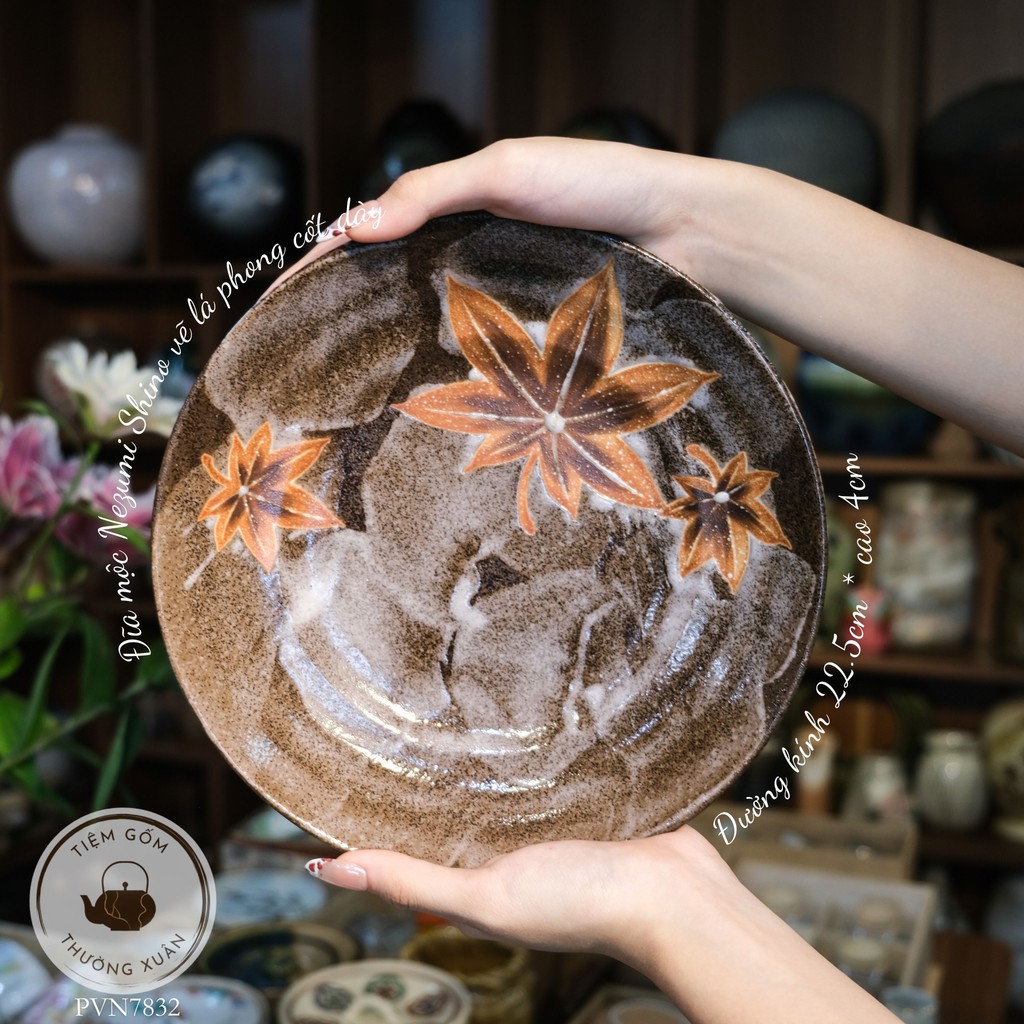 แผ่นไม้ Nezumi Shino ทาสีใบเมเปิ้ลหนา