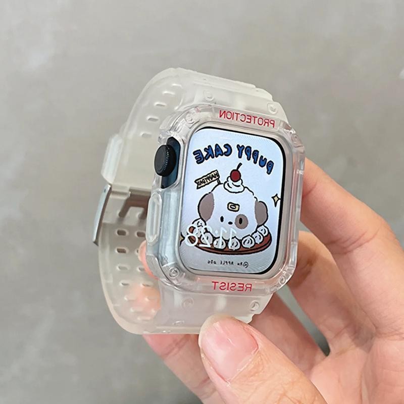 ปลอกกันกระแทกนาฬิกา Apple Watch 8/7/SE แบบครบชุด วัสดุซิลิโคนใส หลายสี หลายขนาด (38mm/40mm/41mm/42mm